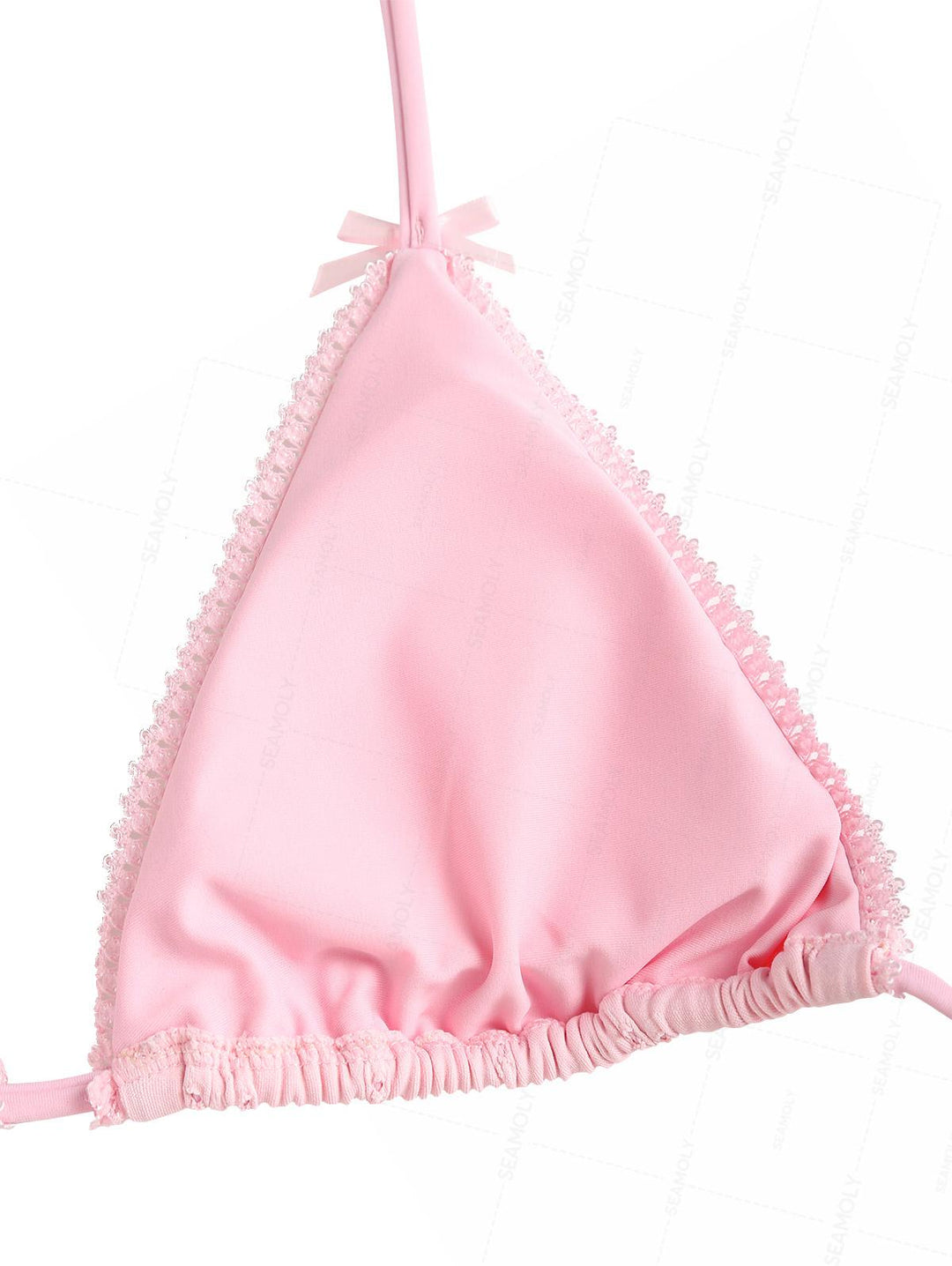 Seamolly 3 Piece Recycled Fabric Jacquard Lace Bowknot Cheeky Boyshort Bikini Set