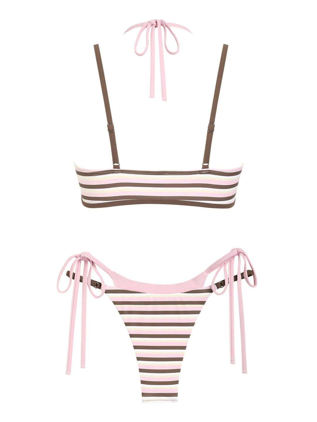 Seamolly Contrast Color Striped String Double Layer Bikini Set