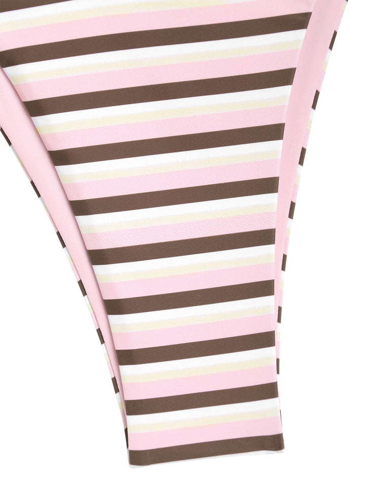 Seamolly Contrast Color Striped String Double Layer Bikini Set