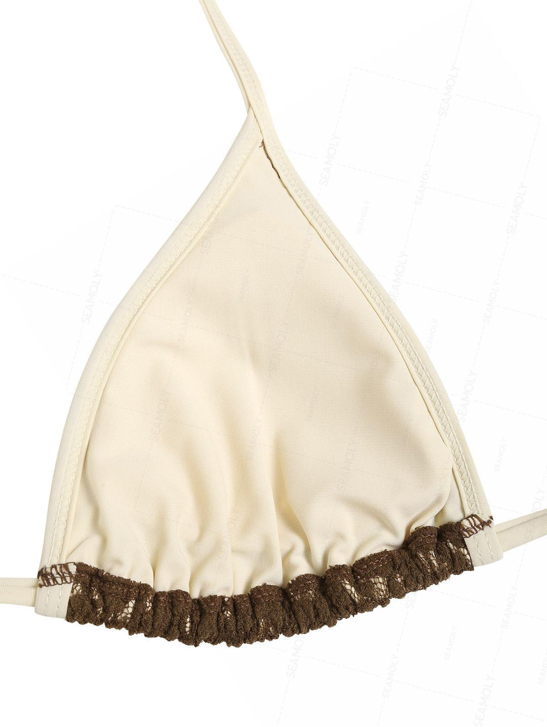 Seamolly Lace Contrast Binding Cutout Tied Cheeky Boyshorts Bikini Set