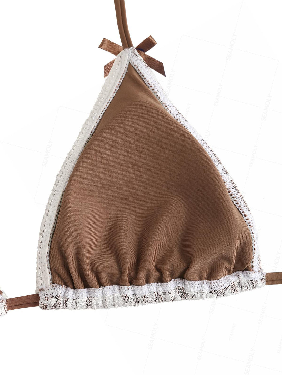 Seamolly Lace Floral Bowknot Triangle Cheeky Boyshorts Bikini Set