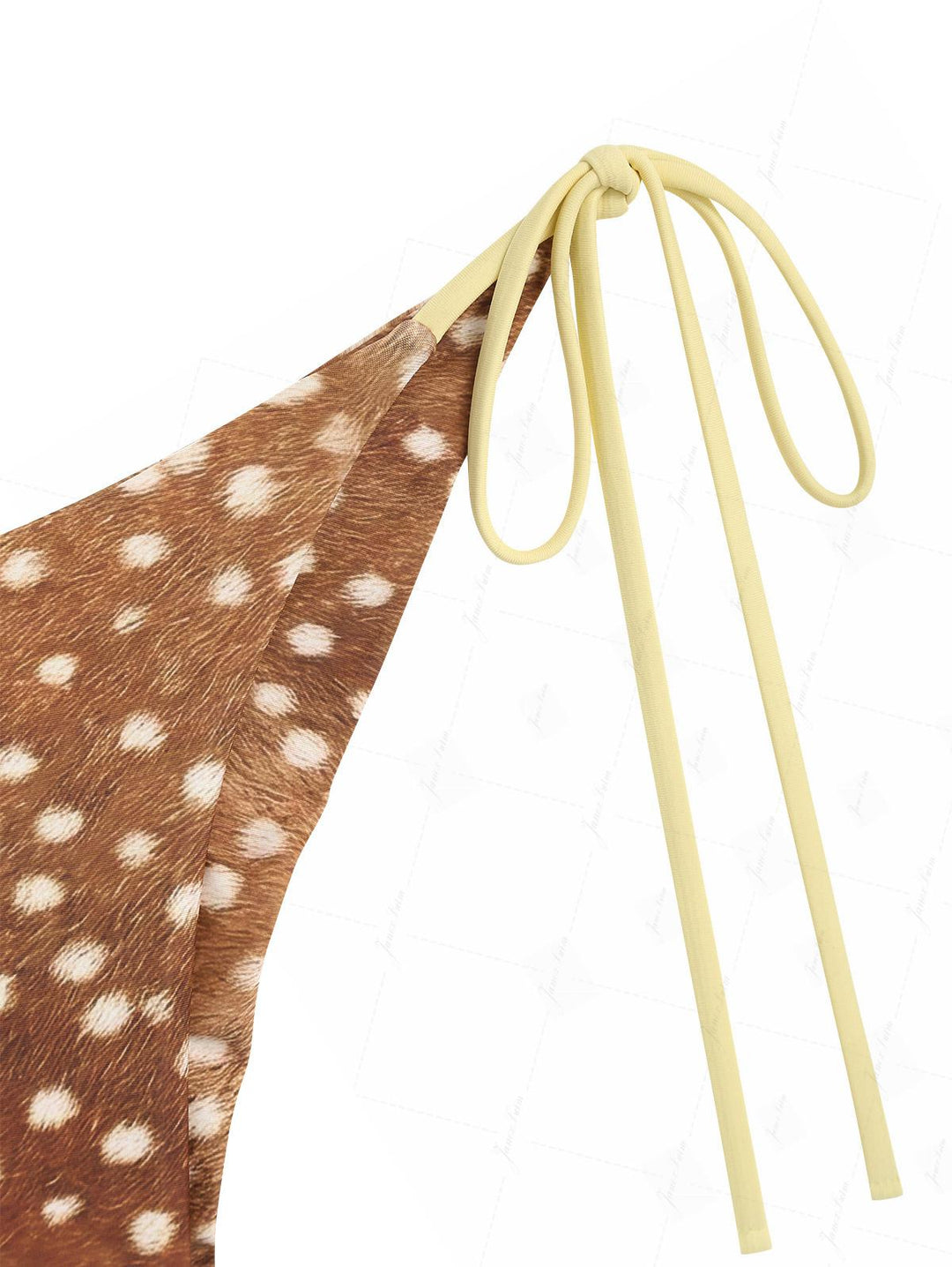Brown Deer Print Bowknot Contrast Binding Triangle Top & Cheeky Brazilian Bottom Bikini Set