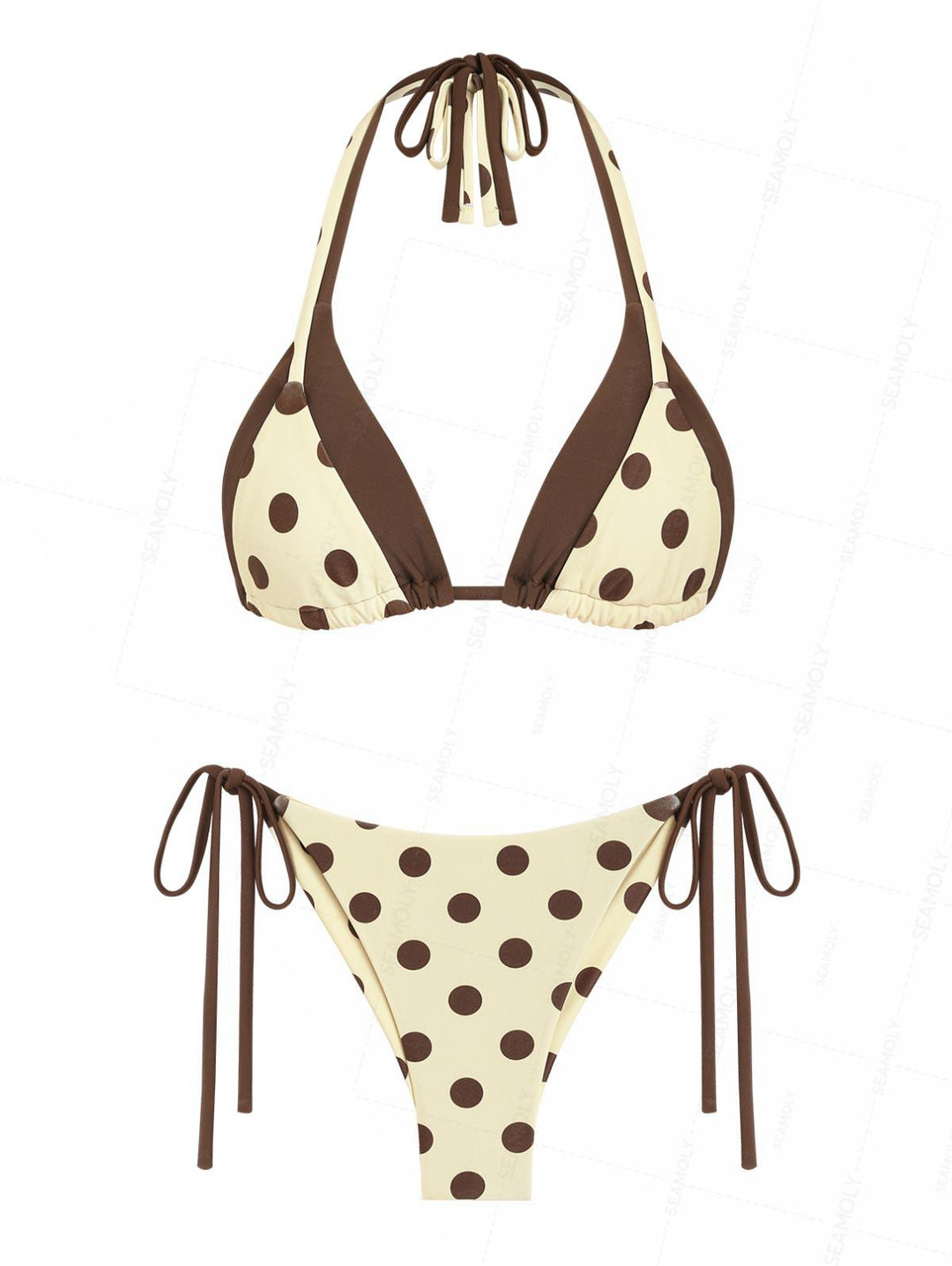 Seamolly Polka Dot Double Layer Top & Cheeky Brazilian Bottom Bikini Set