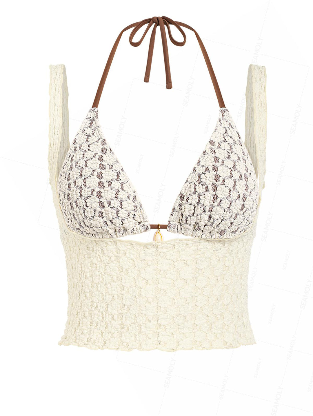 Seamolly Lace Jacquard Two-way Crop Tank Top