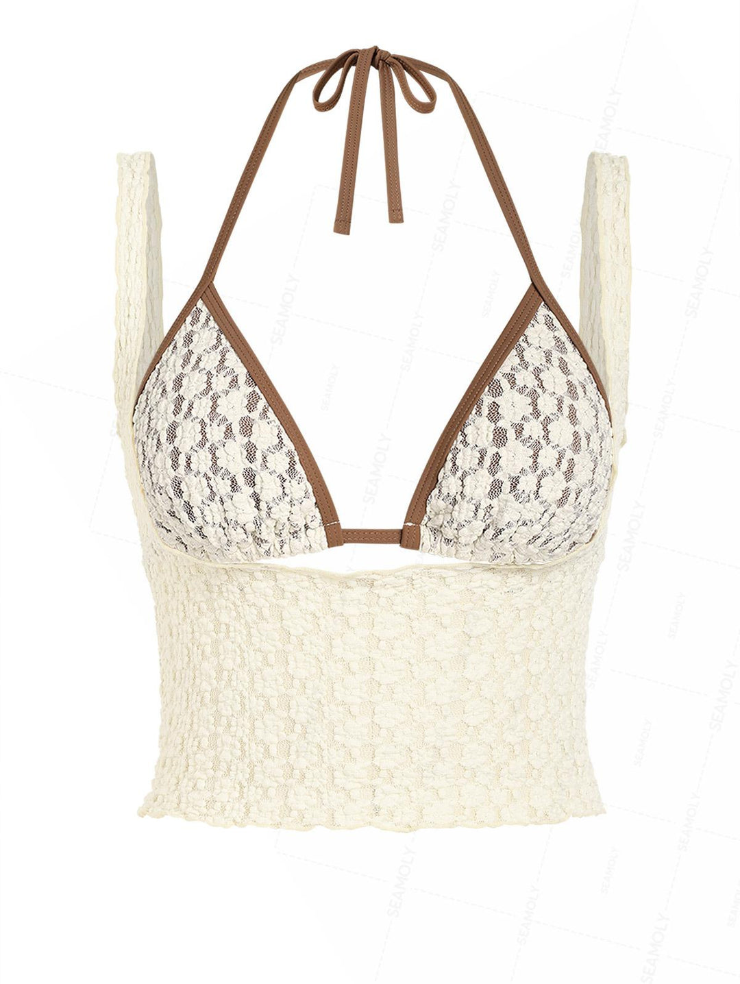 Seamolly Lace Jacquard Two-way Crop Tank Top