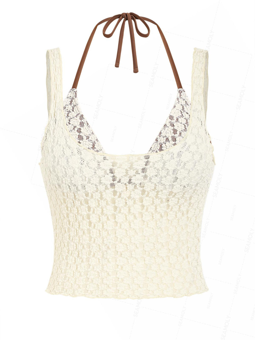 Seamolly Lace Jacquard Two-way Crop Tank Top