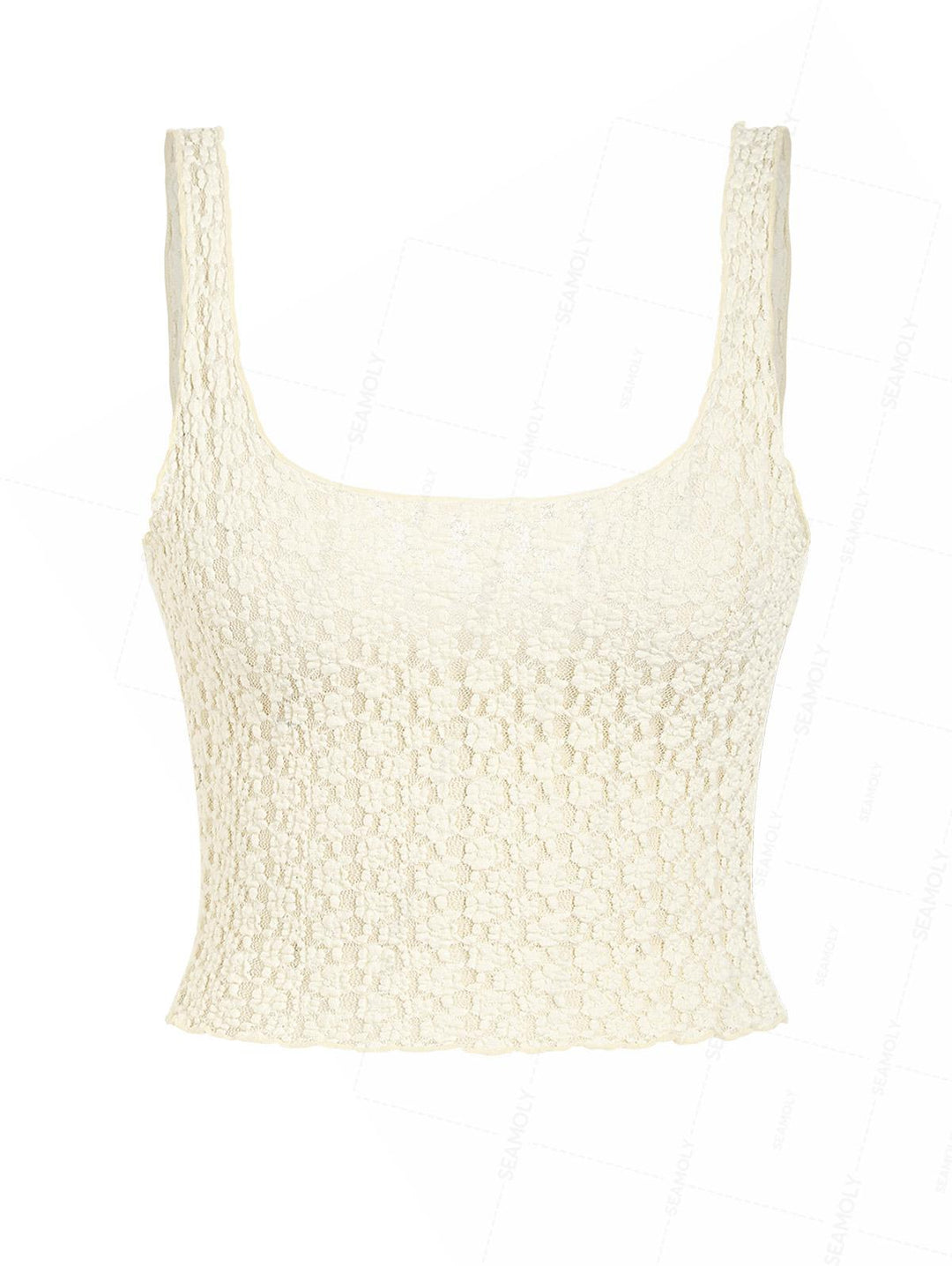 Seamolly Lace Jacquard Two-way Crop Tank Top