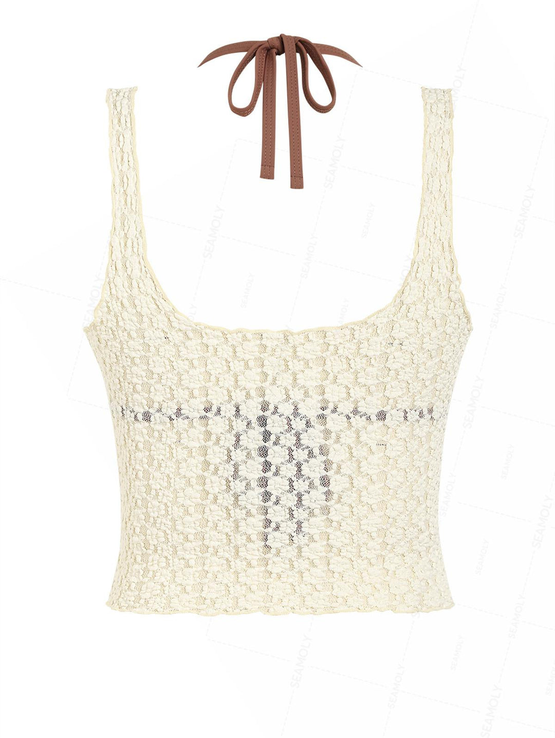 Seamolly Lace Jacquard Two-way Crop Tank Top