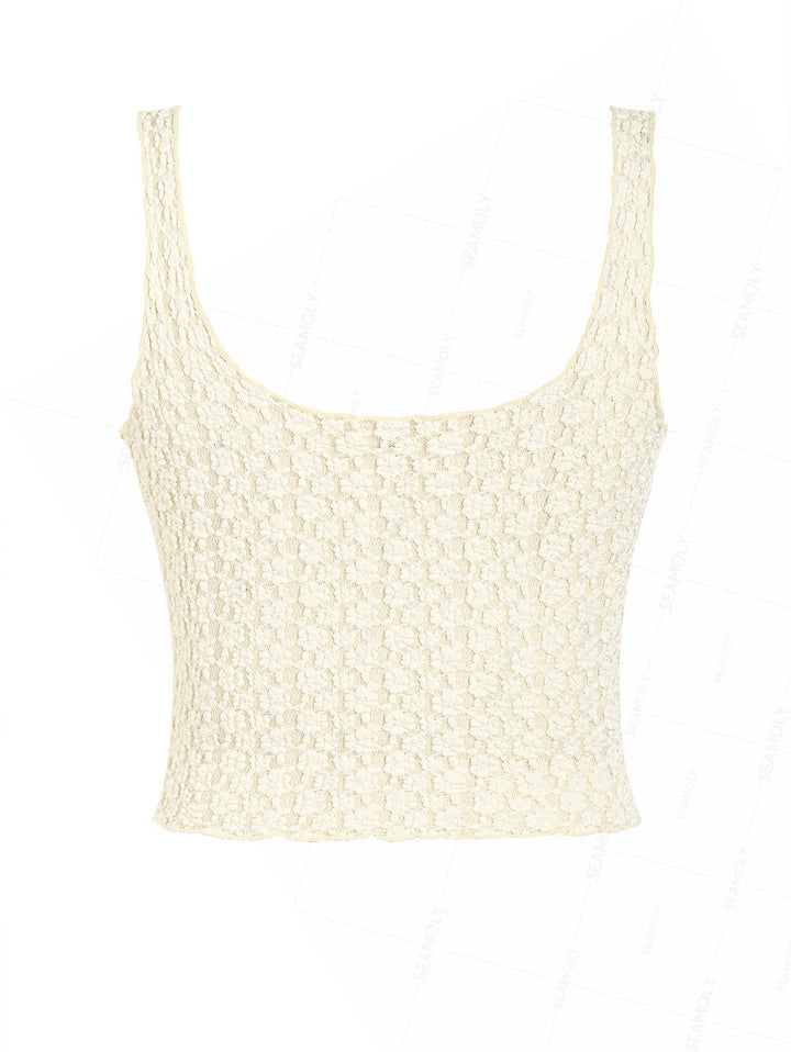 Seamolly Lace Jacquard Two-way Crop Tank Top
