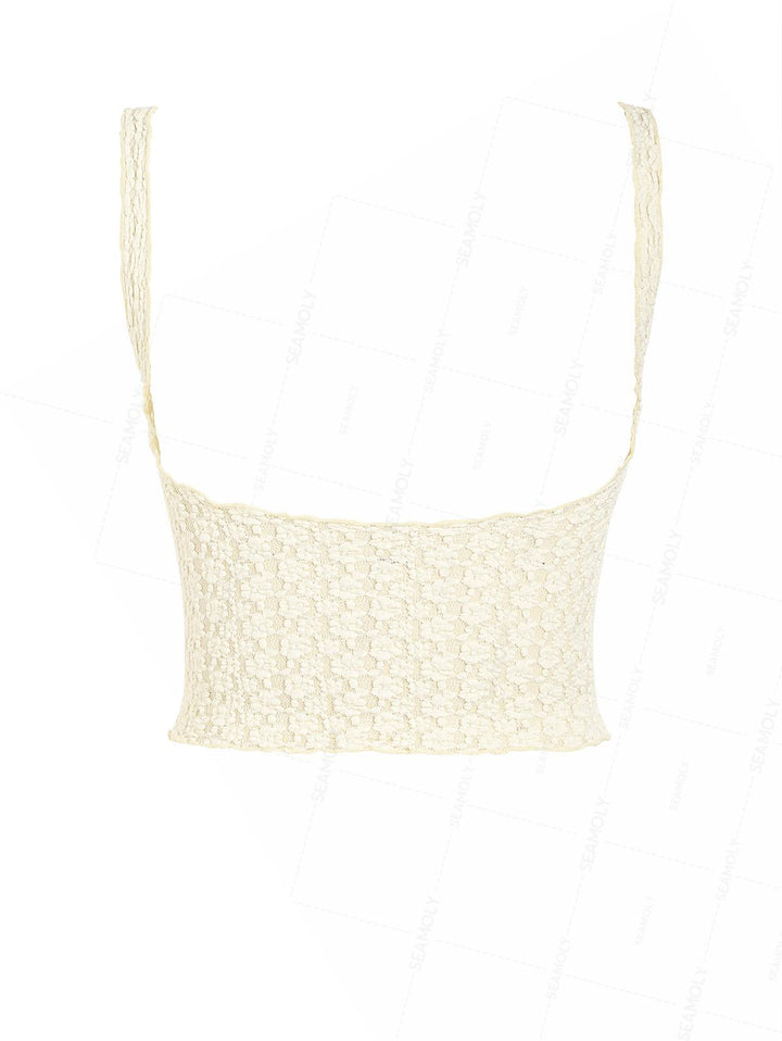 Seamolly Lace Jacquard Two-way Crop Tank Top