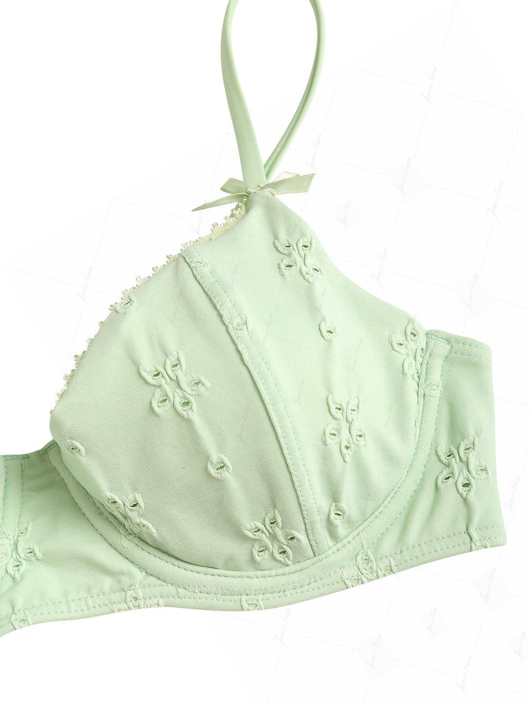 Seamolly Recycled Fabric Eyelet Jacquard Lace Bowknot Underwire Bikini Set