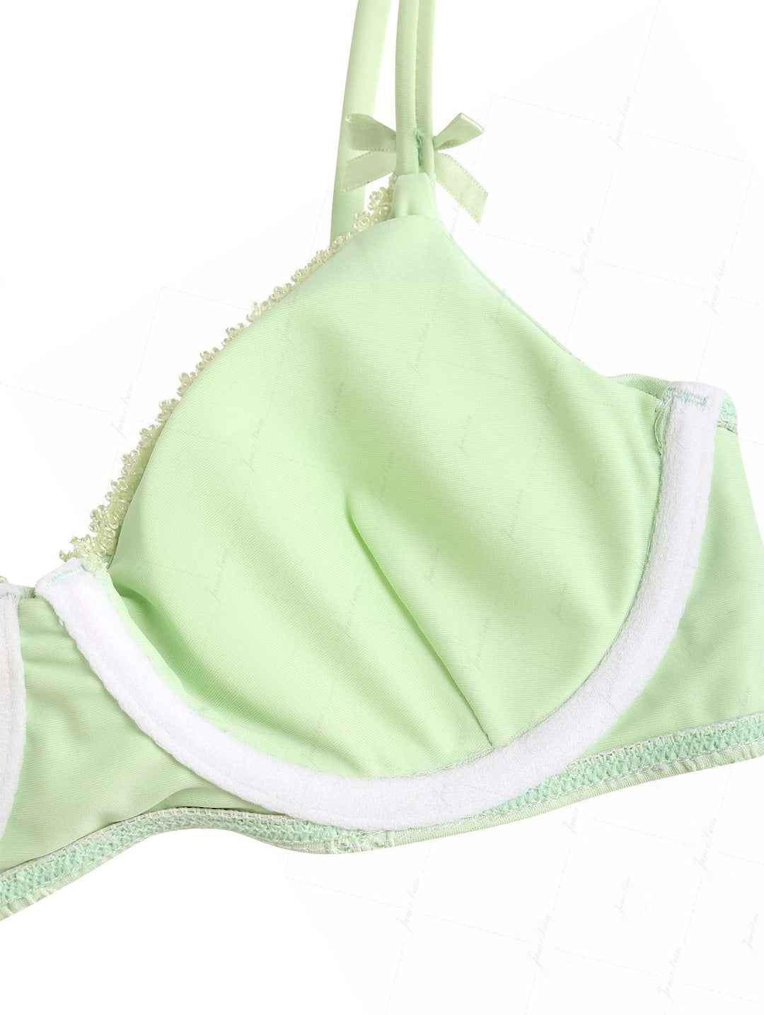 Seamolly Recycled Fabric Eyelet Jacquard Lace Bowknot Underwire Bikini Set