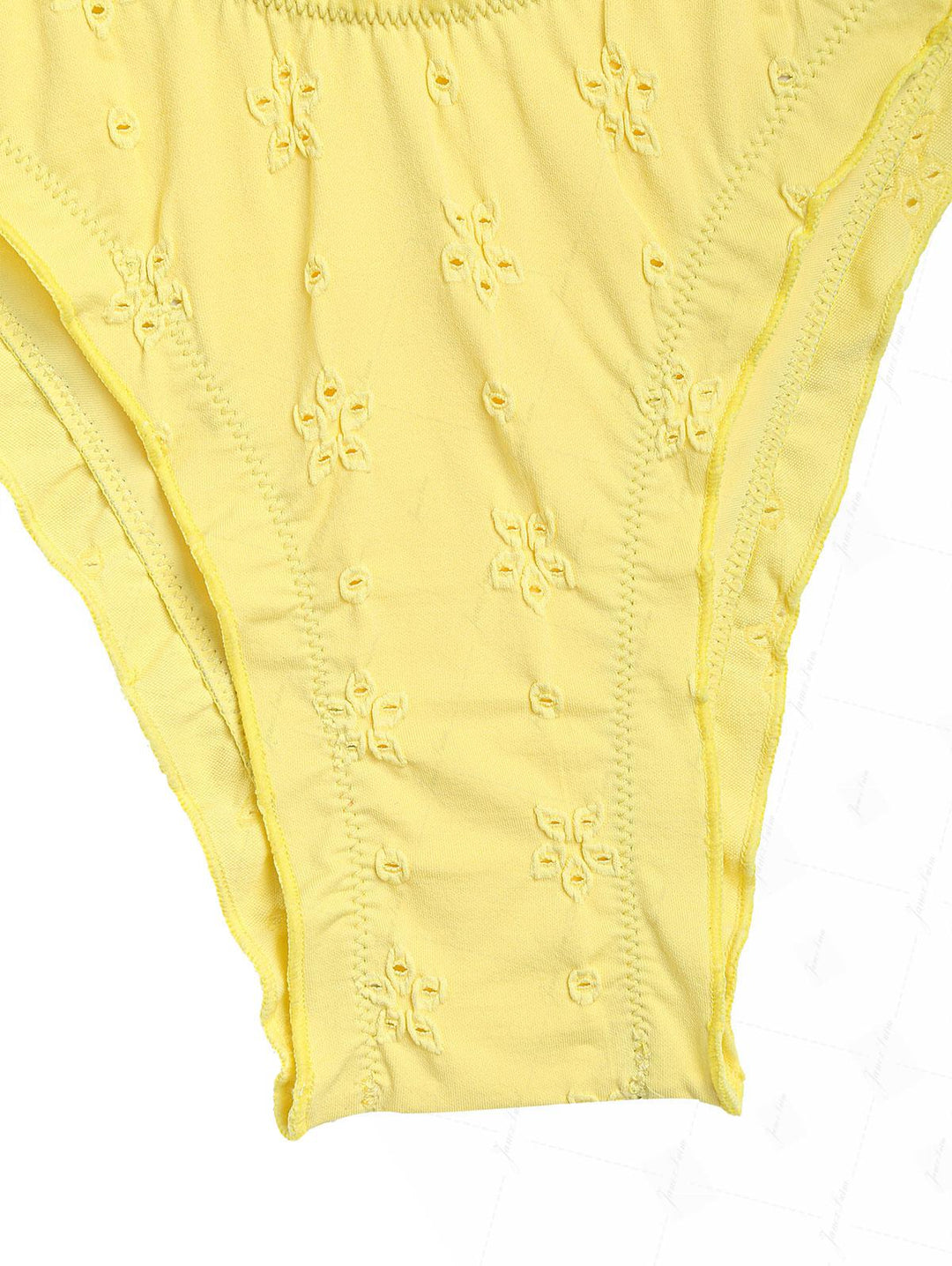 Yellow Recycled Fabric Jacquard Ruffles Edge Bralette Bikini Set