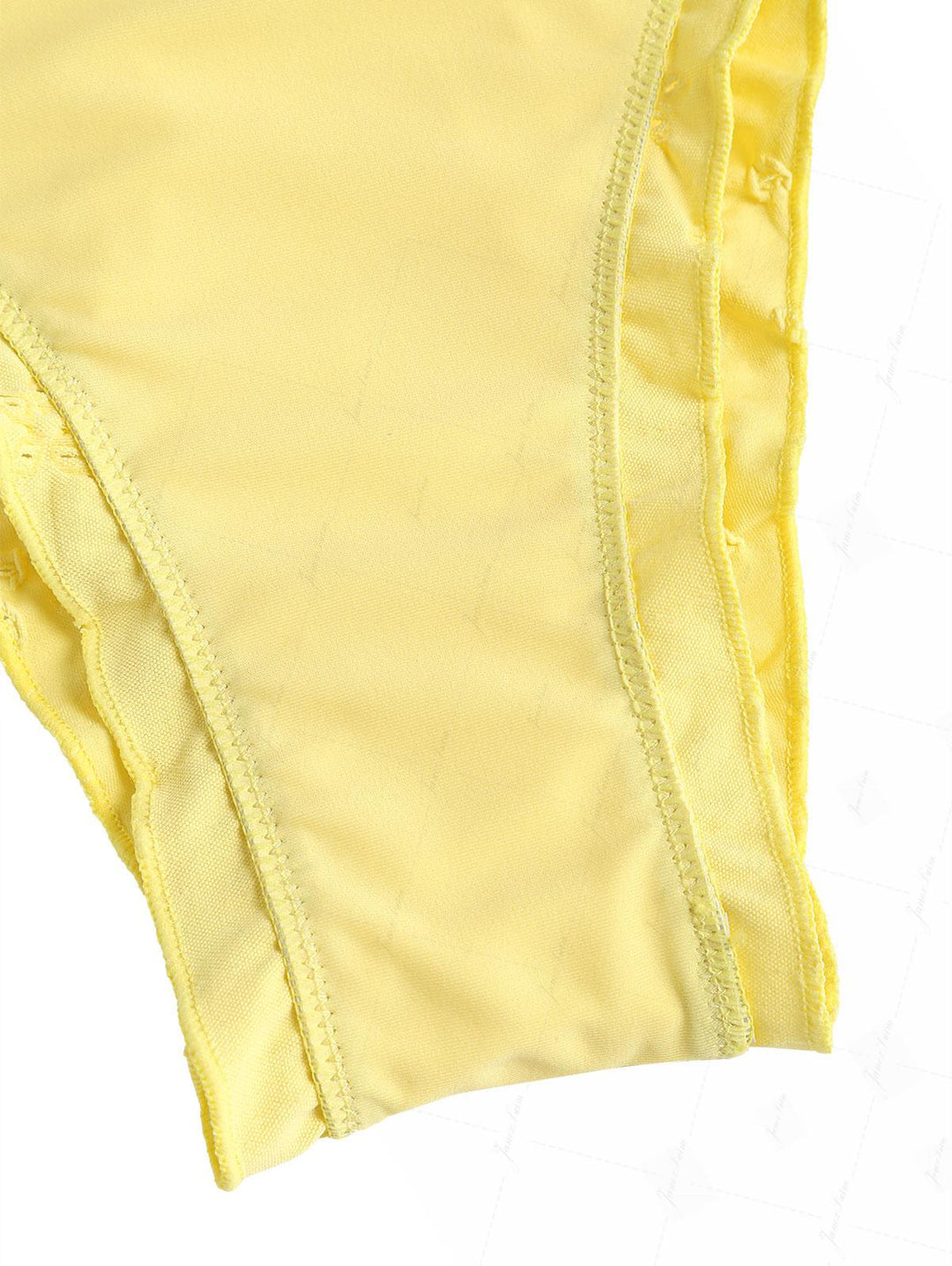 Yellow Recycled Fabric Jacquard Ruffles Edge Bralette Bikini Set