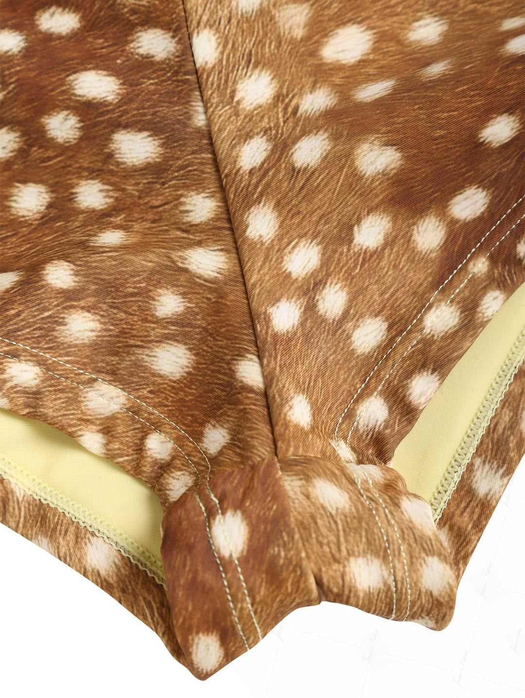 Brown Deer Print O Ring Double Layer Top & Cheeky Boyshorts Bikini Set