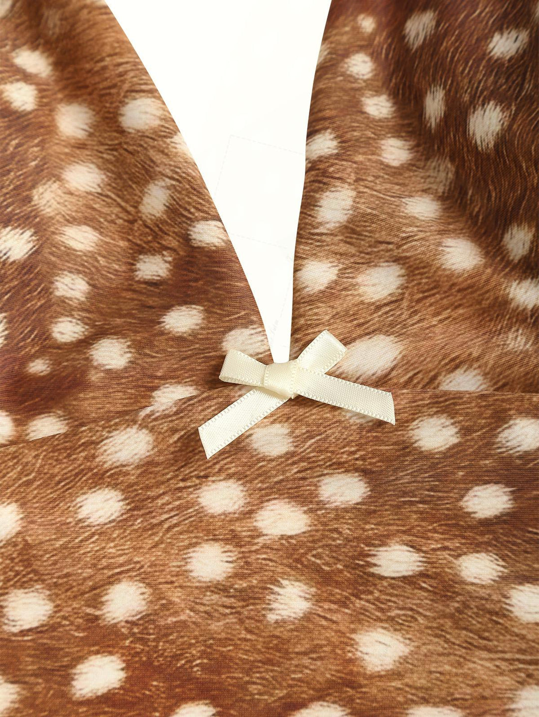 Brown Deer Print Bowknot Halter Tied Back Reversible Top & Cheeky Boyshorts Tankini Set