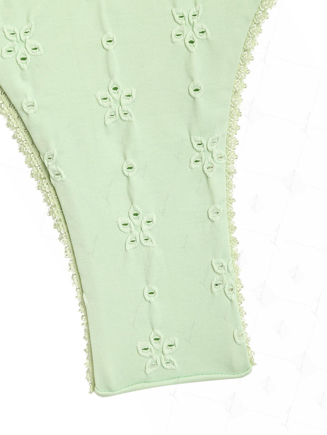 Light Green Recycled Fabric Eyelet Jacquard Lace Bowknot Underwire Bikini Set