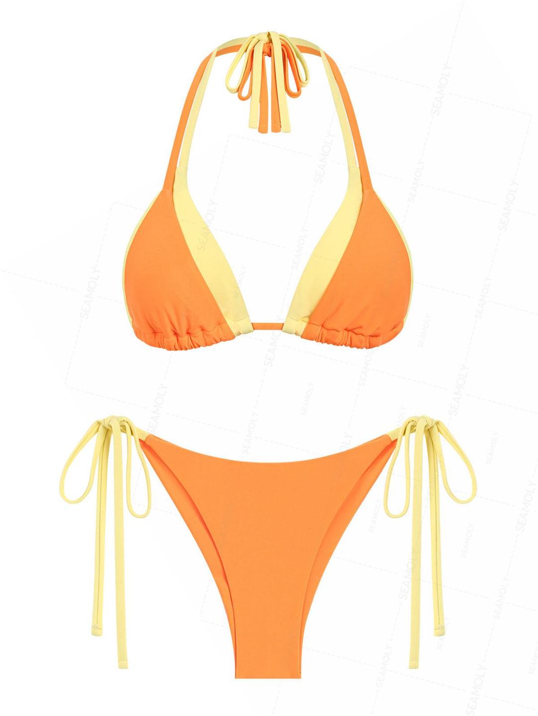 Seamolly Two Tone Double Layer Top & Cheeky Brazilian Bottom Bikini Set