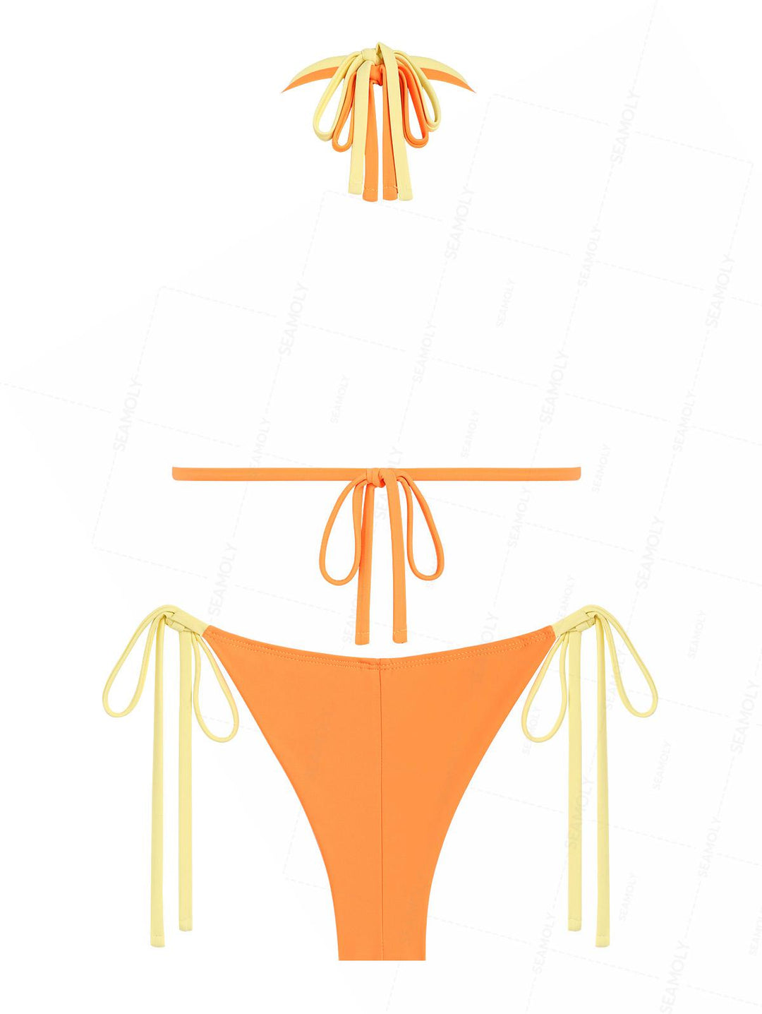 Seamolly Two Tone Double Layer Top & Cheeky Brazilian Bottom Bikini Set