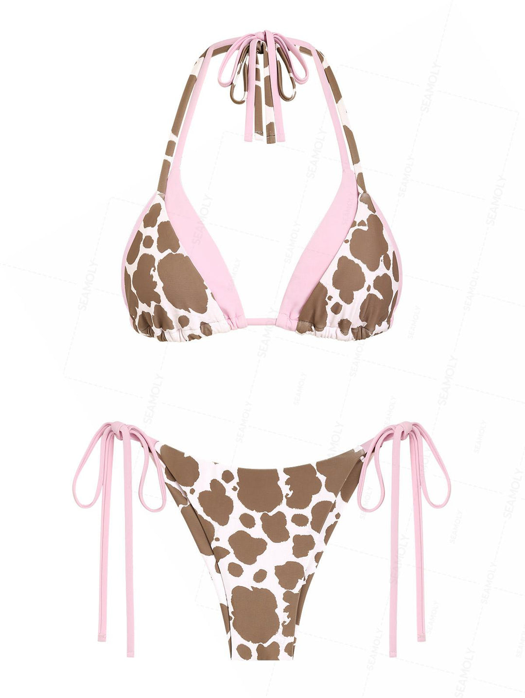 Seamolly Cow Print Double Layer Top & Cheeky Brazilian Bottom Bikini Set