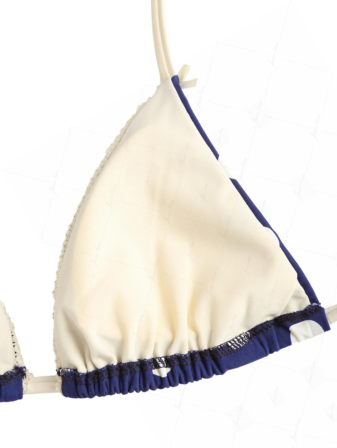 Deep Blue Polka Dot Lace Bowknot Triangle Cheeky Boyshorts Bikini Set