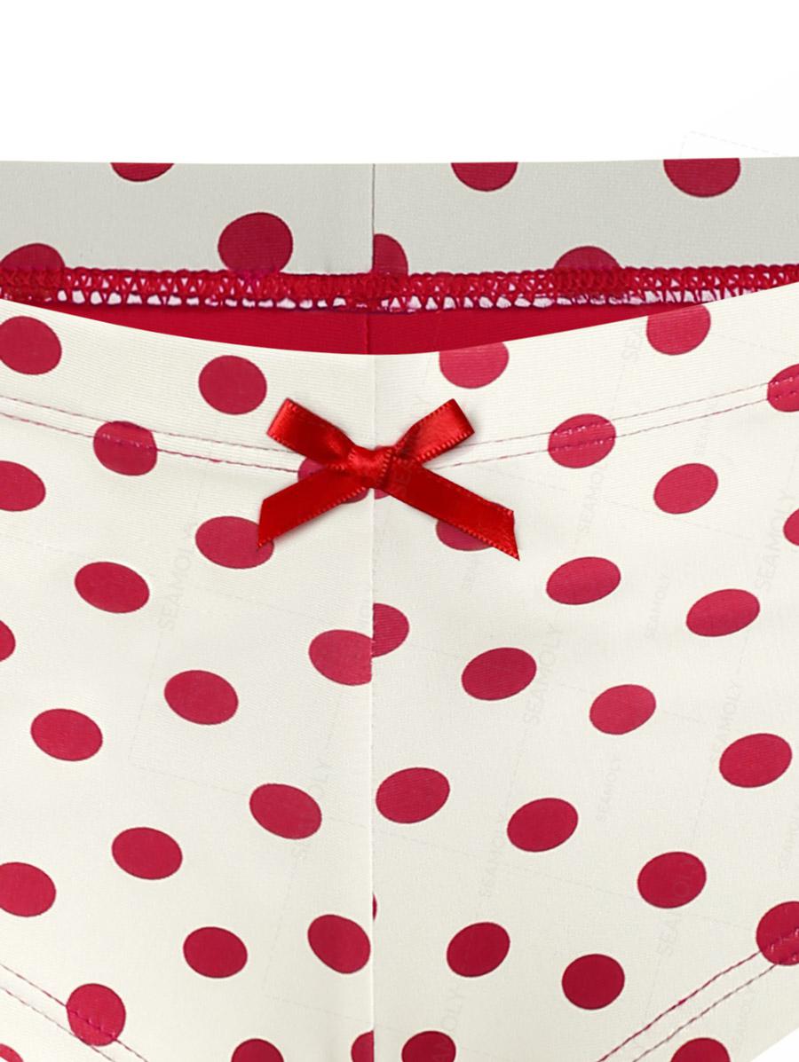 Seamolly Polka Dot Print Bowknot Bikini Bottom Cheeky Swim Boyshorts