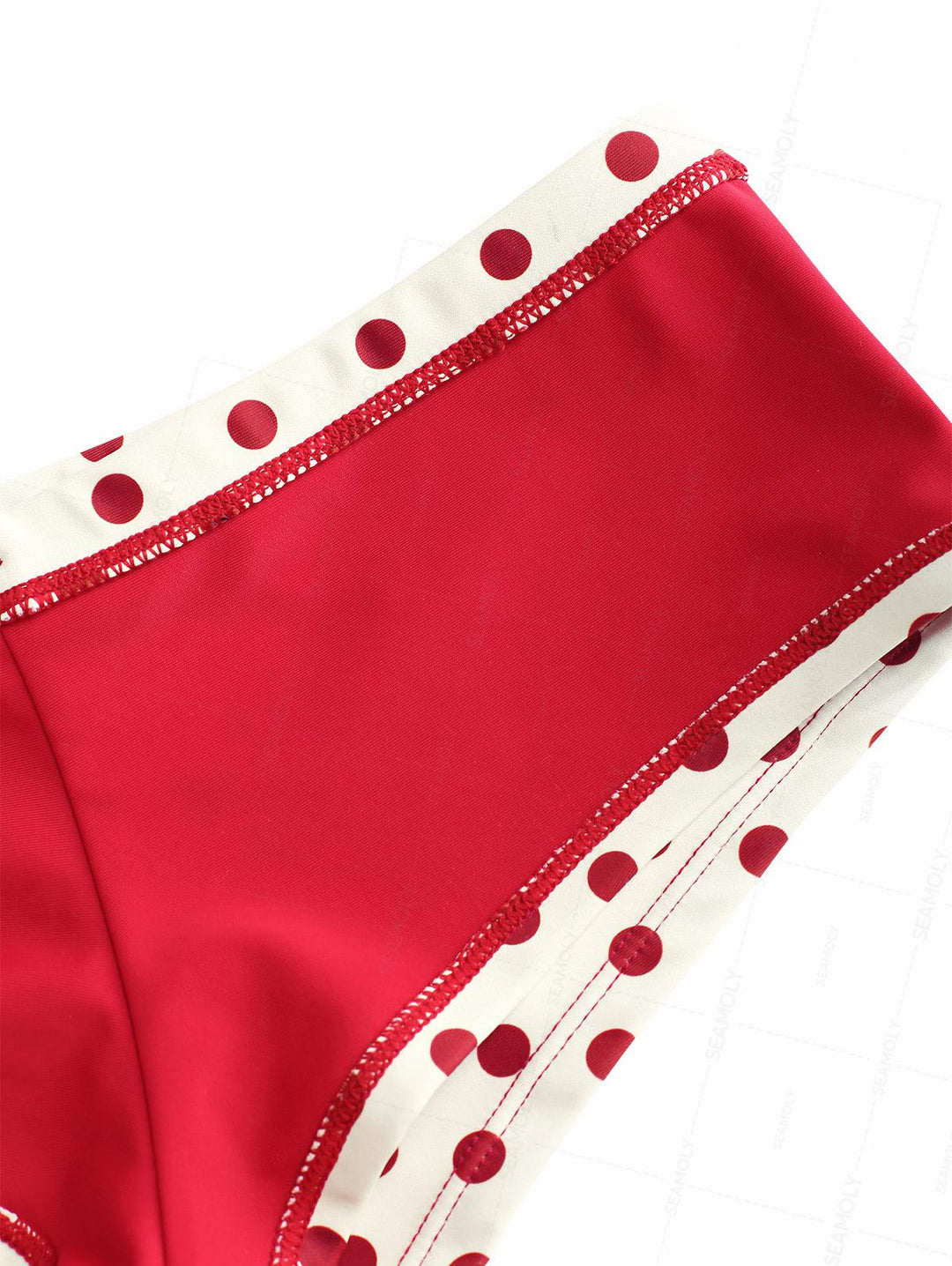 Seamolly Polka Dot Print Bowknot Bikini Bottom Cheeky Swim Boyshorts