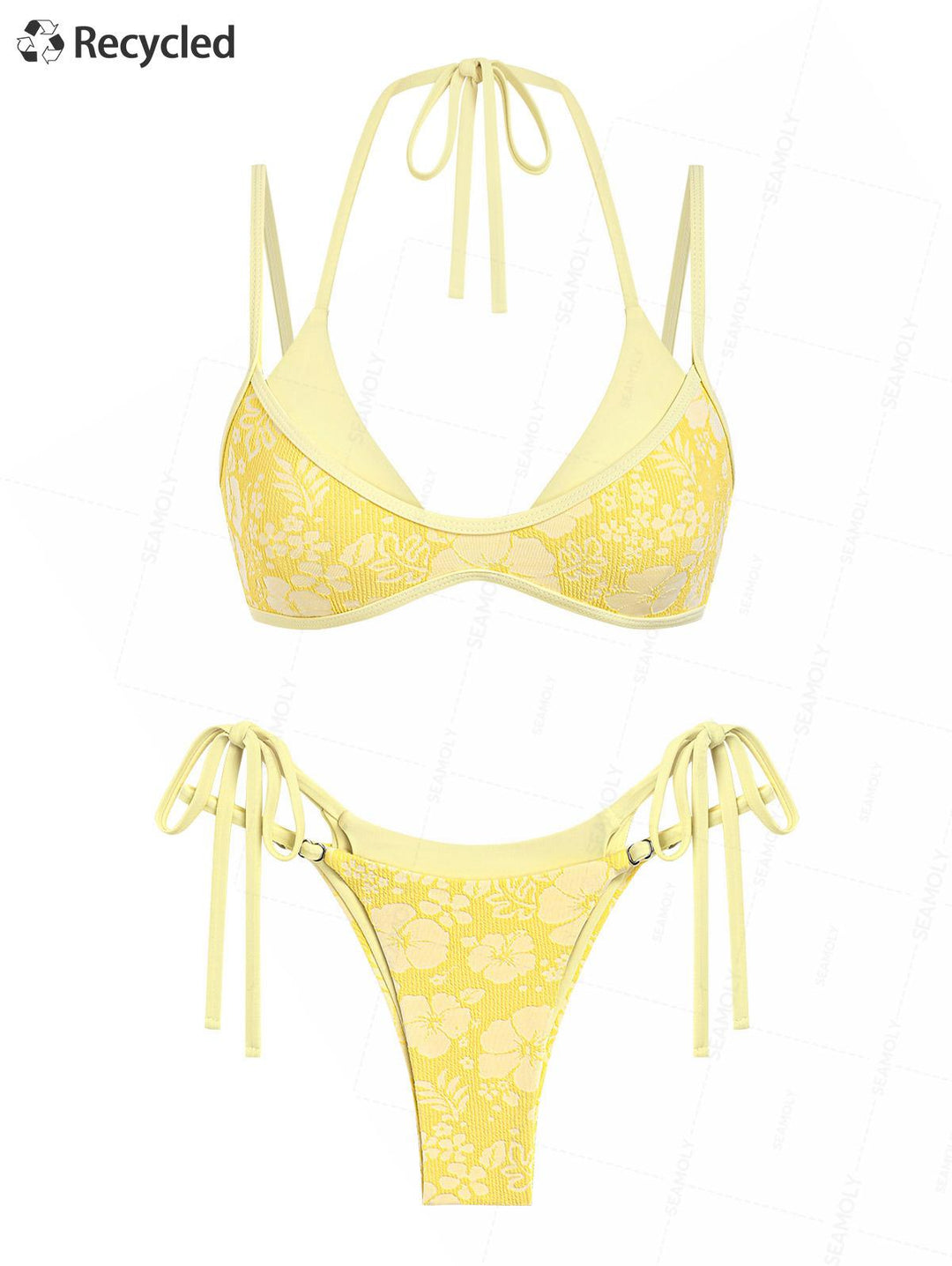 Seamolly Recycled Fabric Jacquard String Double Layer Bikini Set