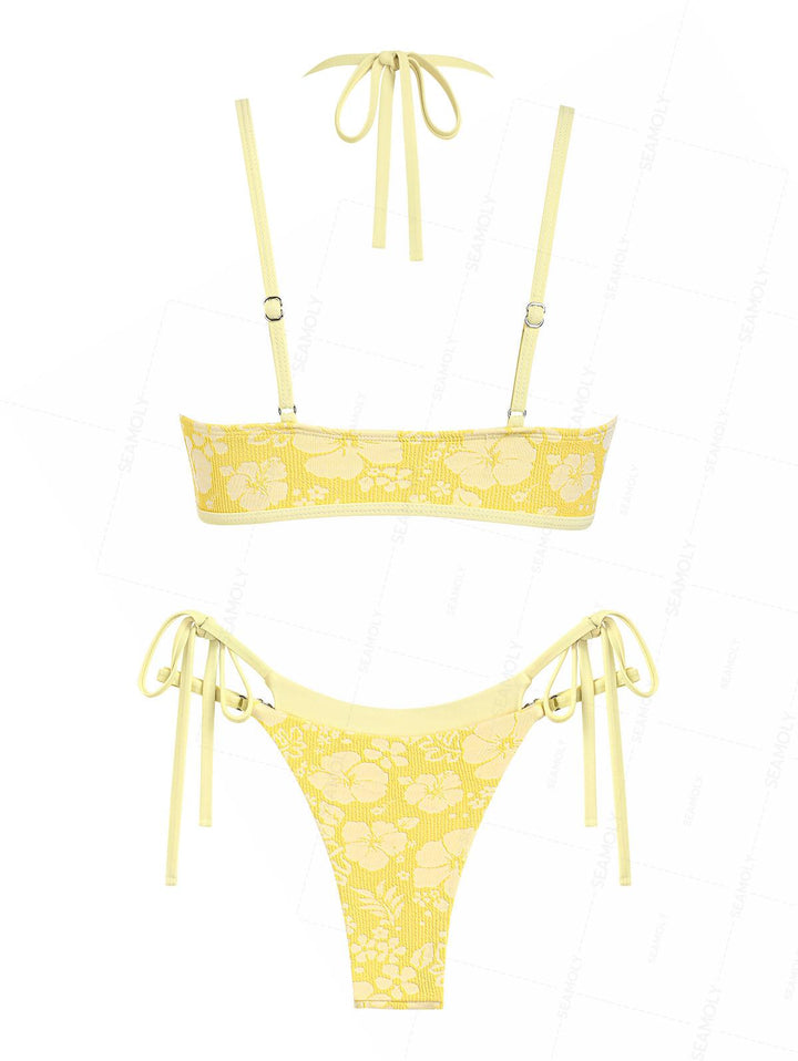 Seamolly Recycled Fabric Jacquard String Double Layer Bikini Set