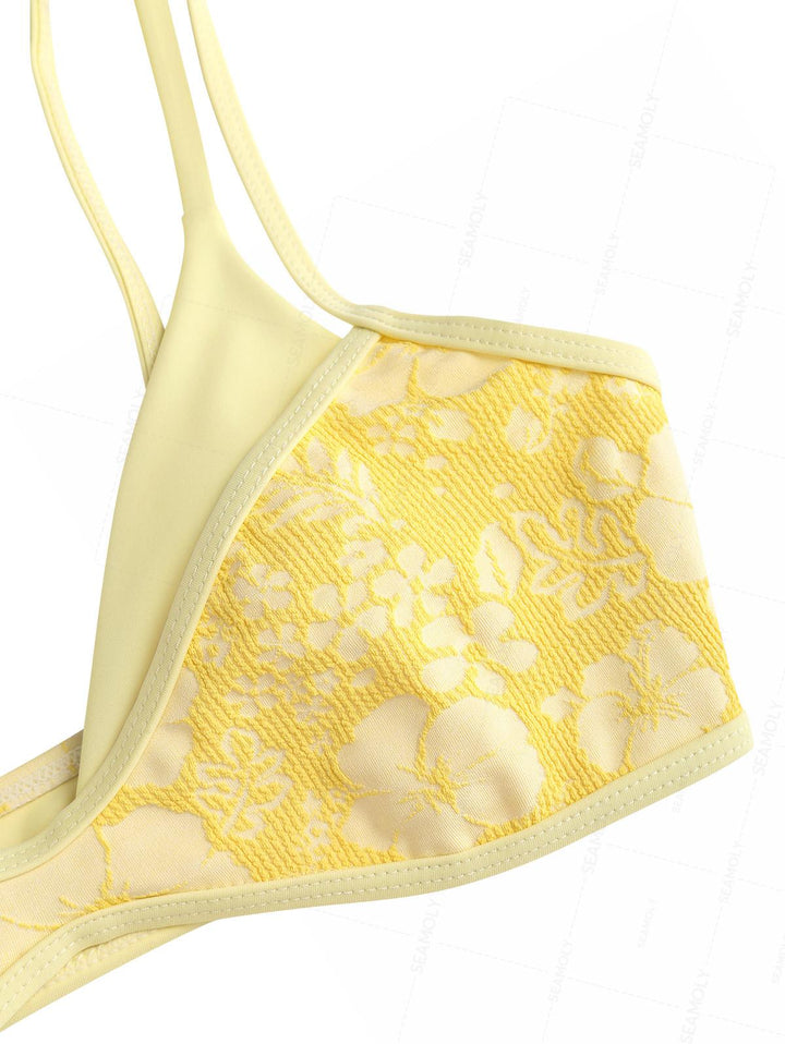 Seamolly Recycled Fabric Jacquard String Double Layer Bikini Set