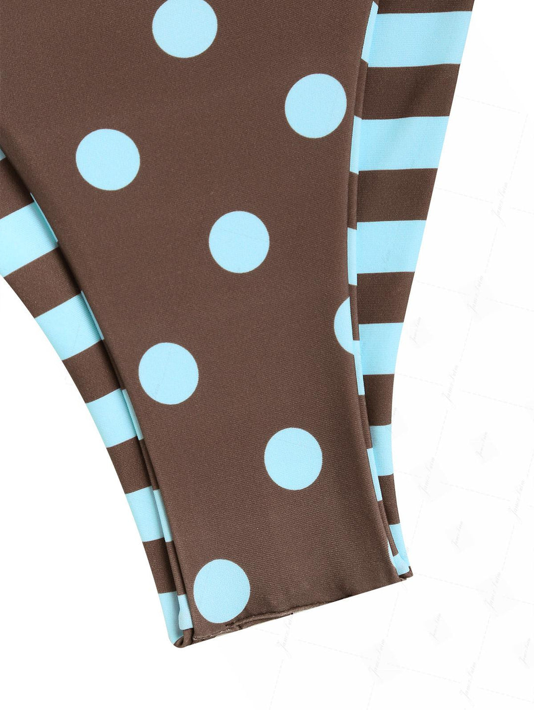 Coffee Striped Polka Dot O Ring Double Layer Top & Reversible Cheeky Brazilian Bottom Bikini Set