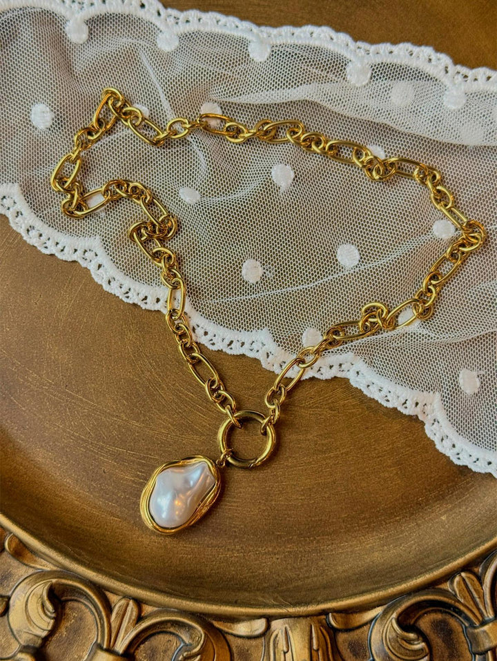 Stainless Steel Faux Pearls Pendant Jewelry