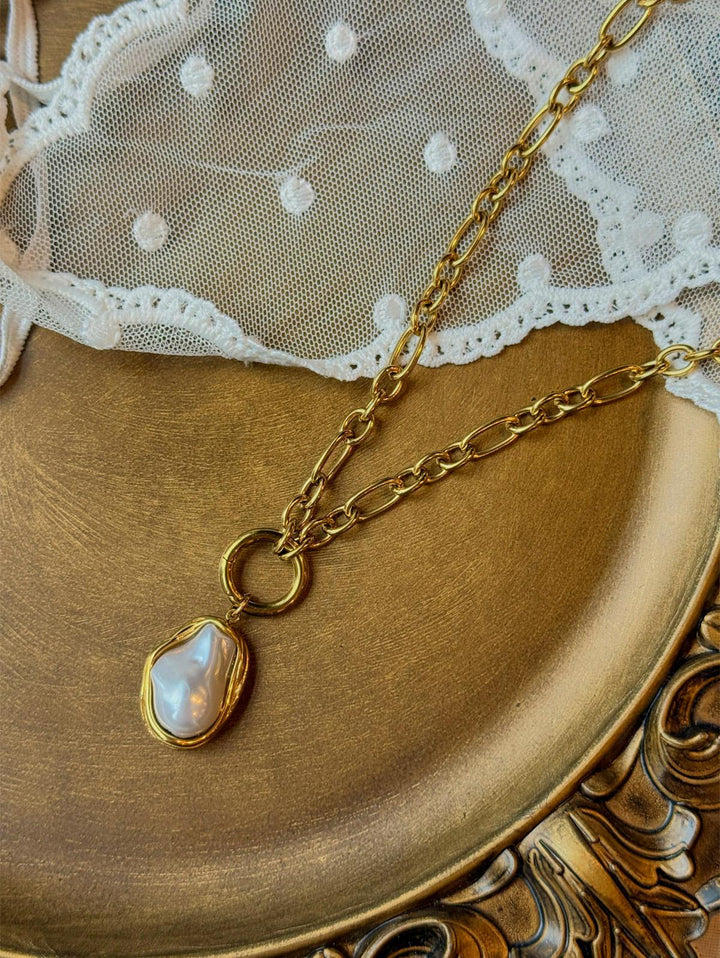 Stainless Steel Faux Pearls Pendant Jewelry