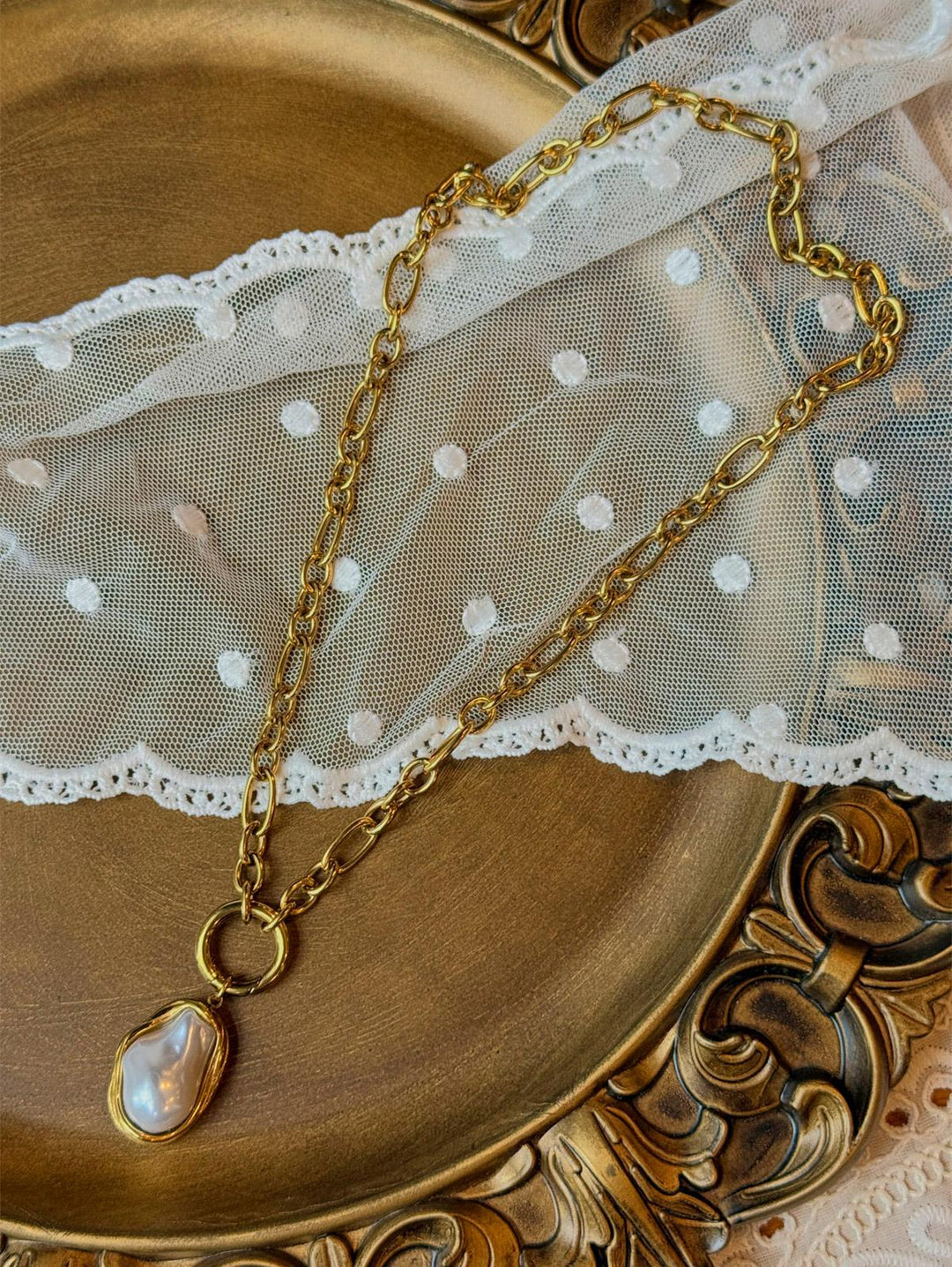 Stainless Steel Faux Pearls Pendant Jewelry