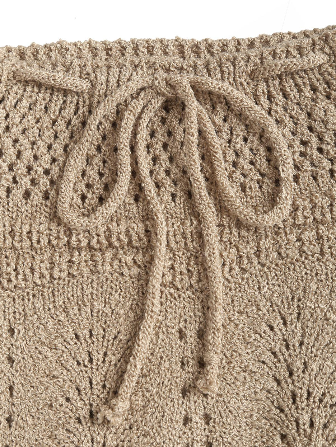 Drawstring Double Layered Crochet Scalloped Hem Mini Beach Cover Up Skirt