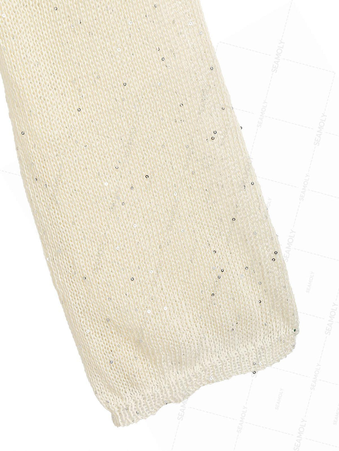 Multiway Tie Sequins Long Sleeves Knit Beach Crop Cover Up Top