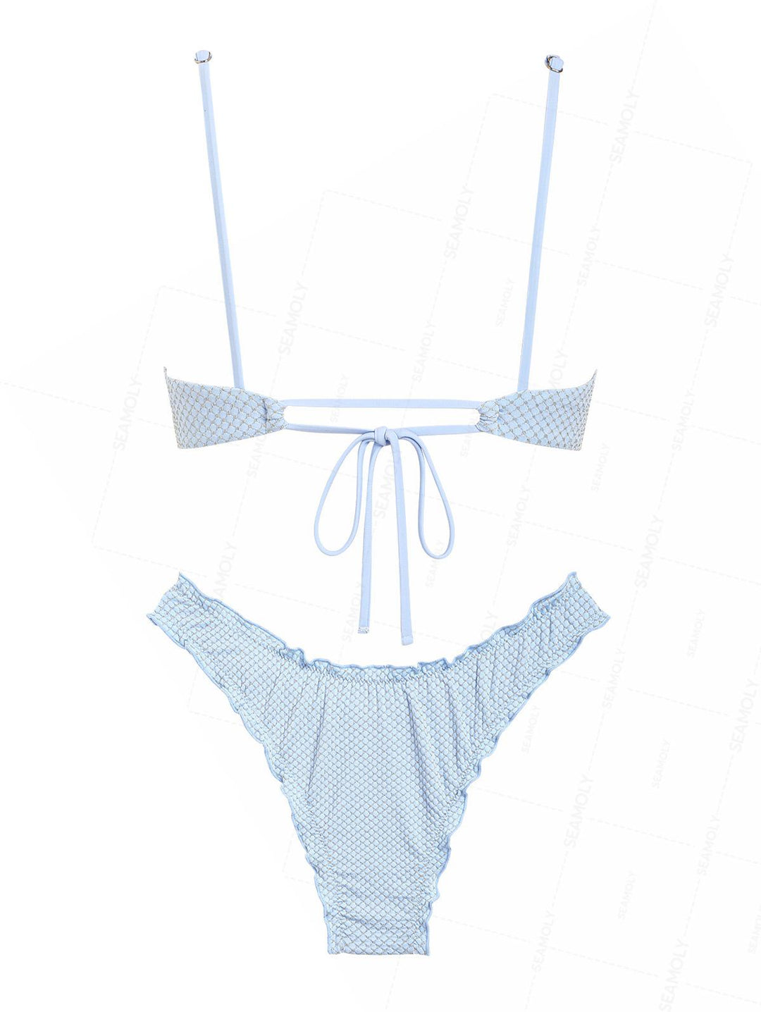 Seamolly Textured Gold Lurex Ruffles Edge Bralette Bikini Set