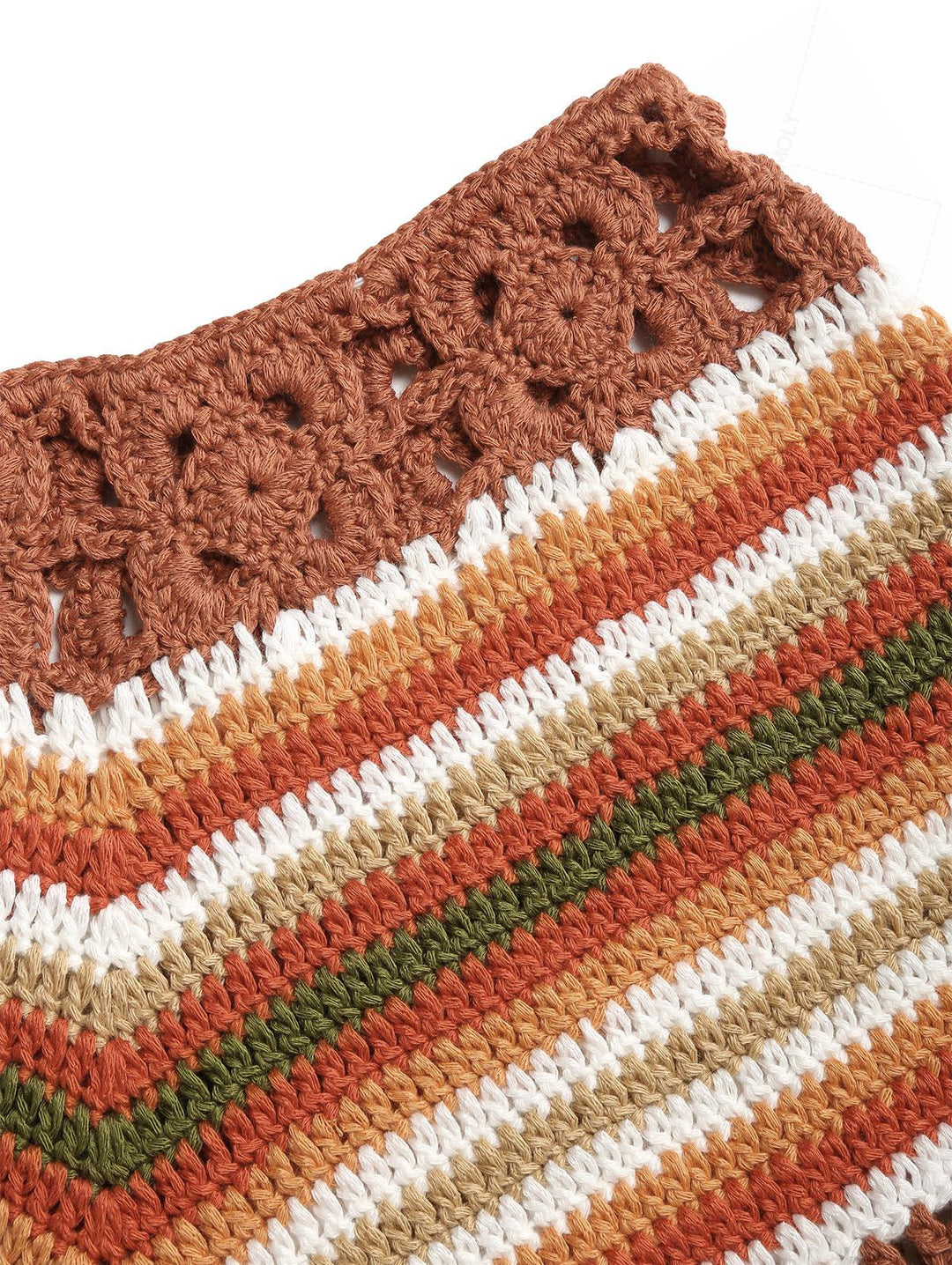 Crochet Striped Low Rise Beach Cover Up Micro Mini Shorts