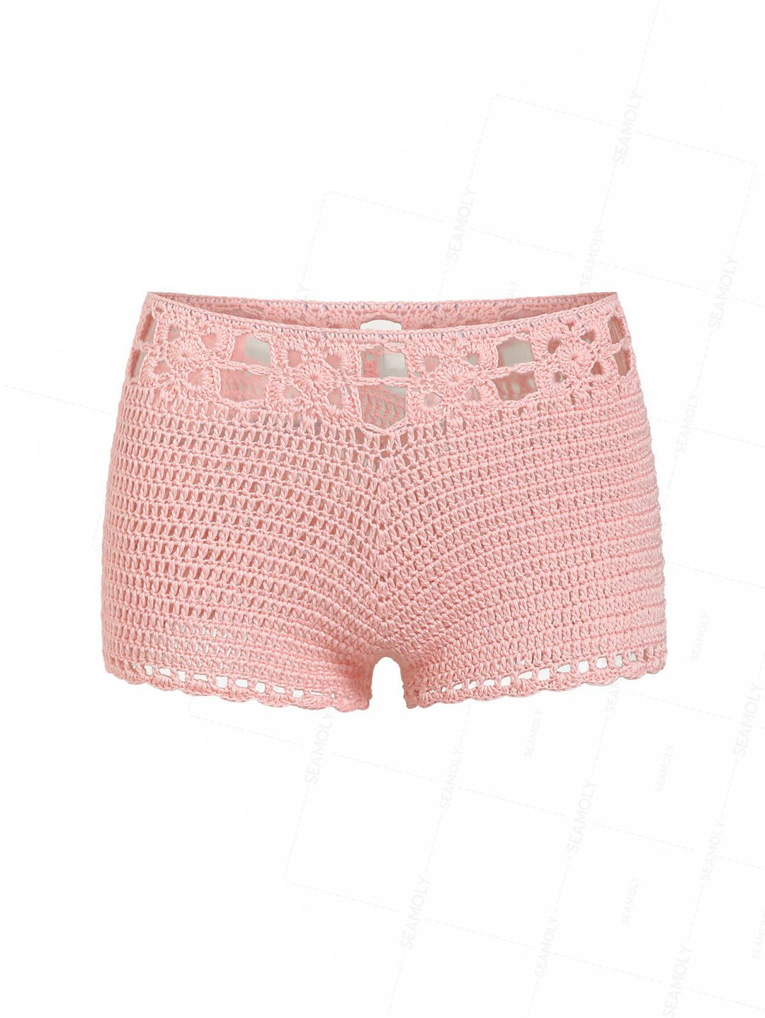 Crochet Knit Low Rise Beach Cover Up Micro Mini Shorts