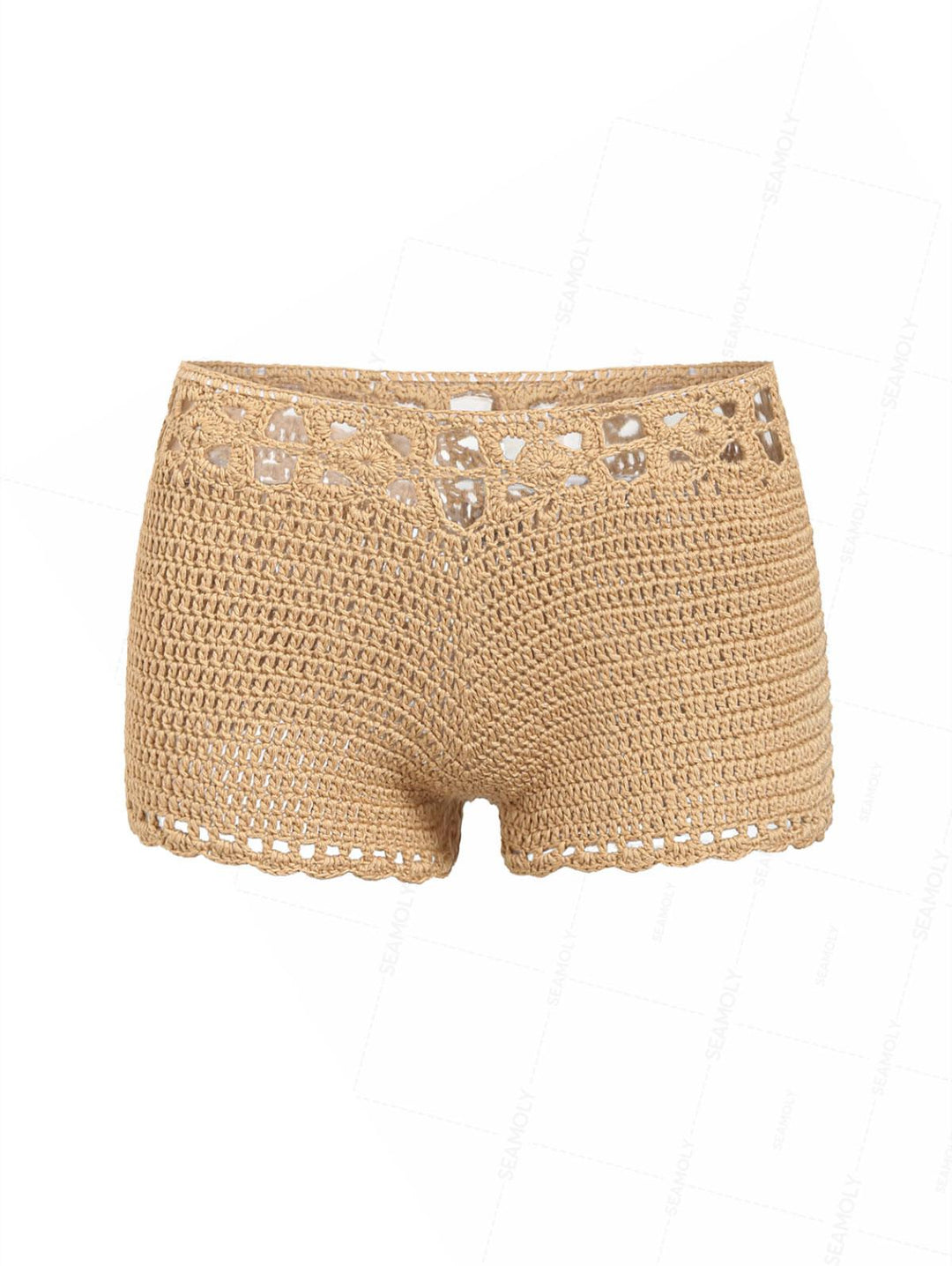 Crochet Knit Low Rise Beach Cover Up Micro Mini Shorts