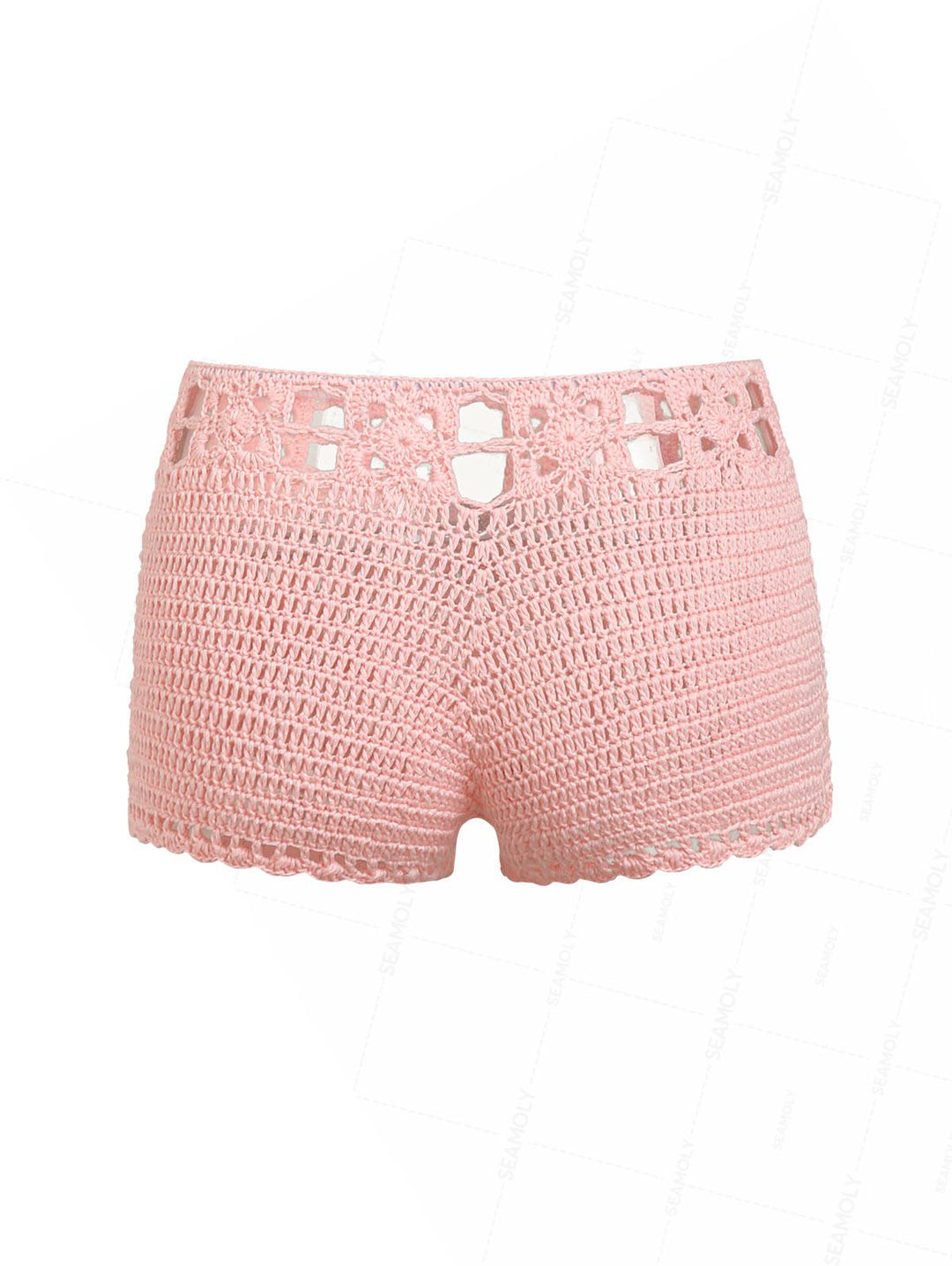 Crochet Knit Low Rise Beach Cover Up Micro Mini Shorts