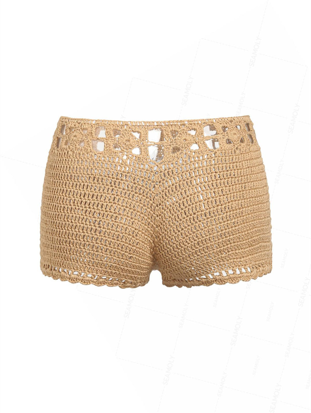 Crochet Knit Low Rise Beach Cover Up Micro Mini Shorts