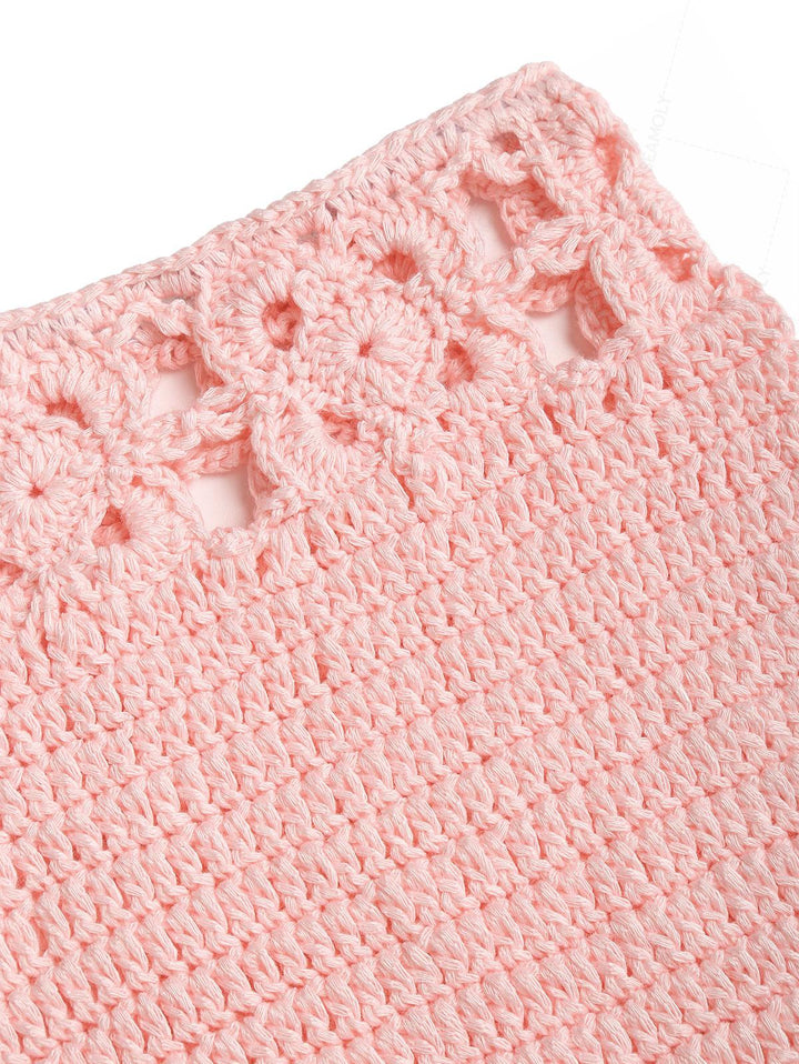 Crochet Knit Low Rise Beach Cover Up Micro Mini Shorts