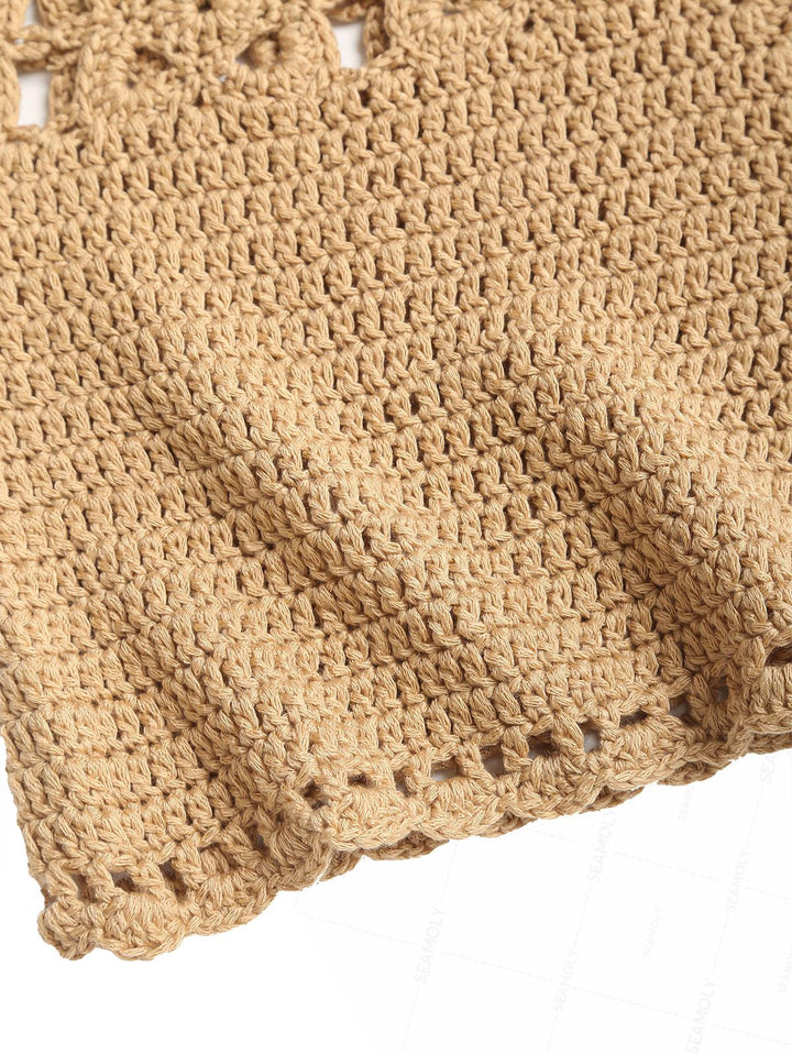 Crochet Knit Low Rise Beach Cover Up Micro Mini Shorts
