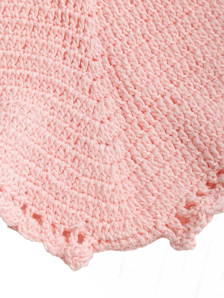 Crochet Knit Low Rise Beach Cover Up Micro Mini Shorts