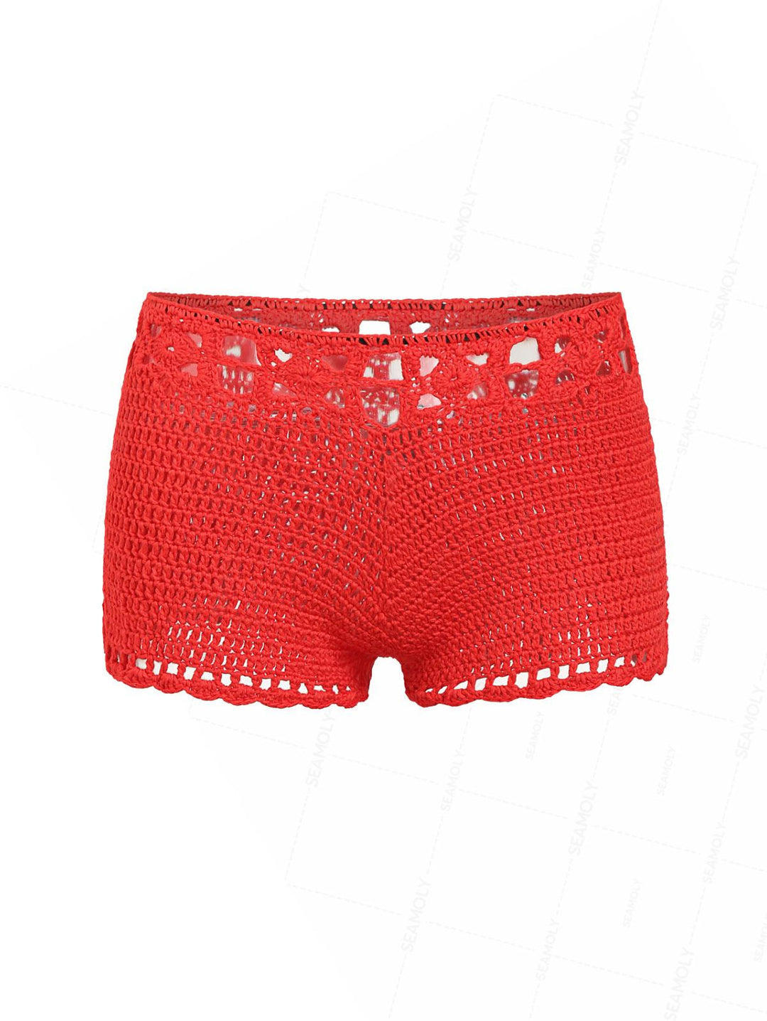 Crochet Knit Low Rise Beach Cover Up Micro Mini Shorts
