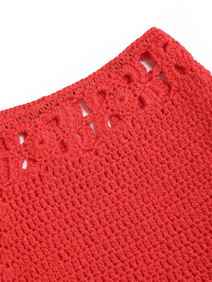 Crochet Knit Low Rise Beach Cover Up Micro Mini Shorts