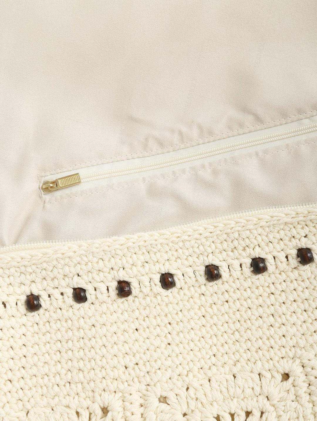 Granny Square Crochet Beading Zipper Shoulder Crossbody Bag