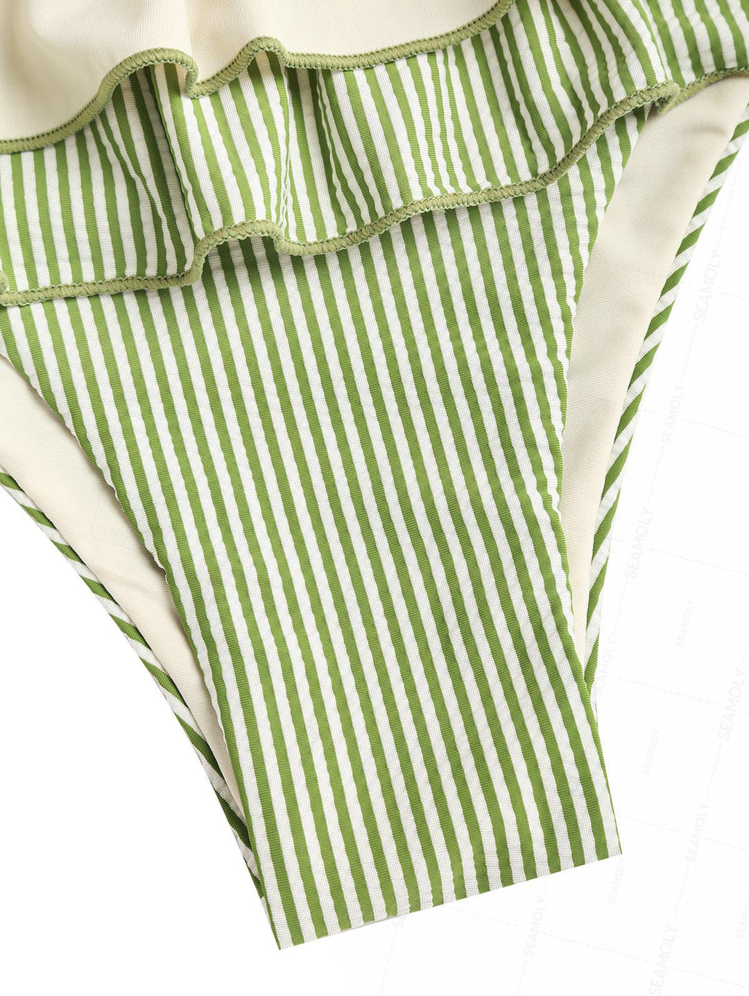 Seamolly Striped Contrast Binding Layered Ruffles Skirtini Bikini Set