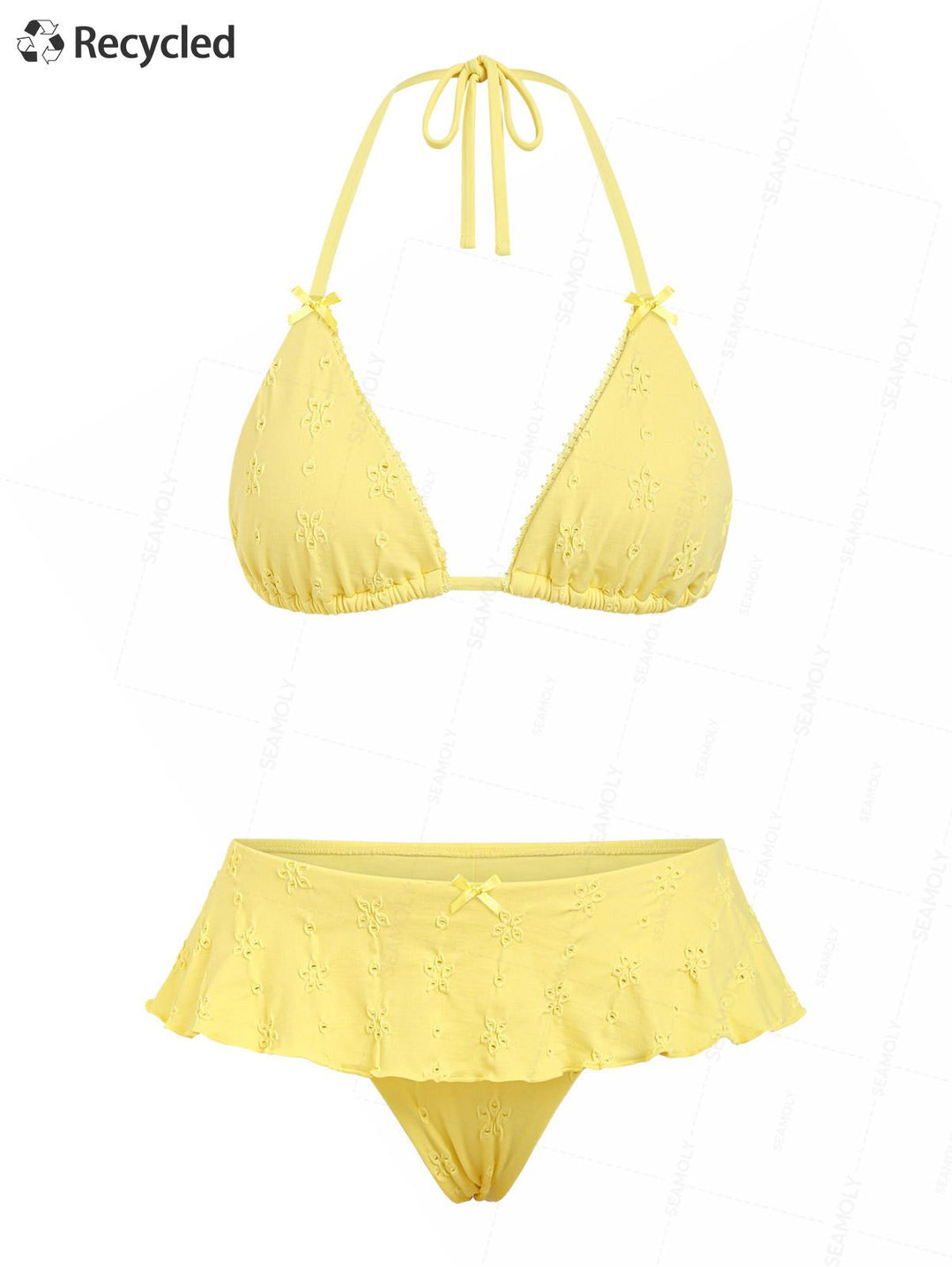 Seamolly Recycled Fabric Eyelet Jacquard Triangle Skirtini Bikini Set